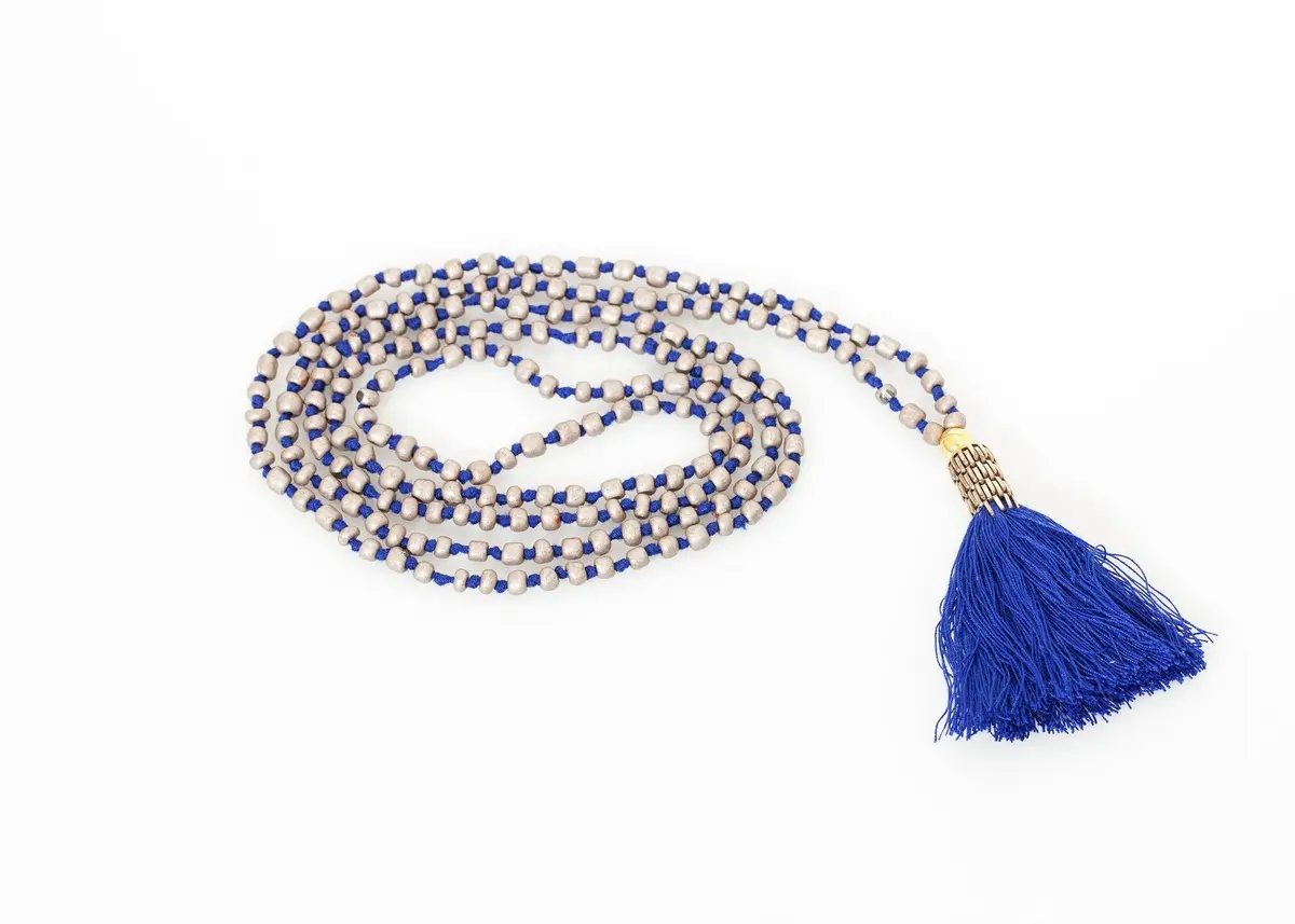 Prayer Bead Necklace In Grey/Blue 1