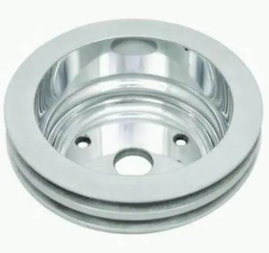 Polished Aluminum Double-Groove Crank Pulley – 6.6" Diameter, 2.3" Bolt Circle 1