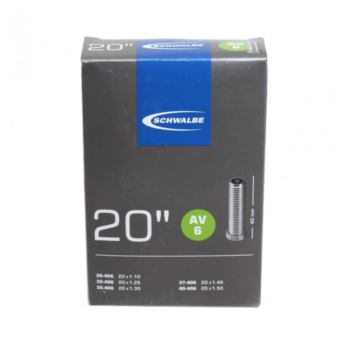 Schwalbe 20 Tube Av6 20 X 110 150 Schrader Valve 1