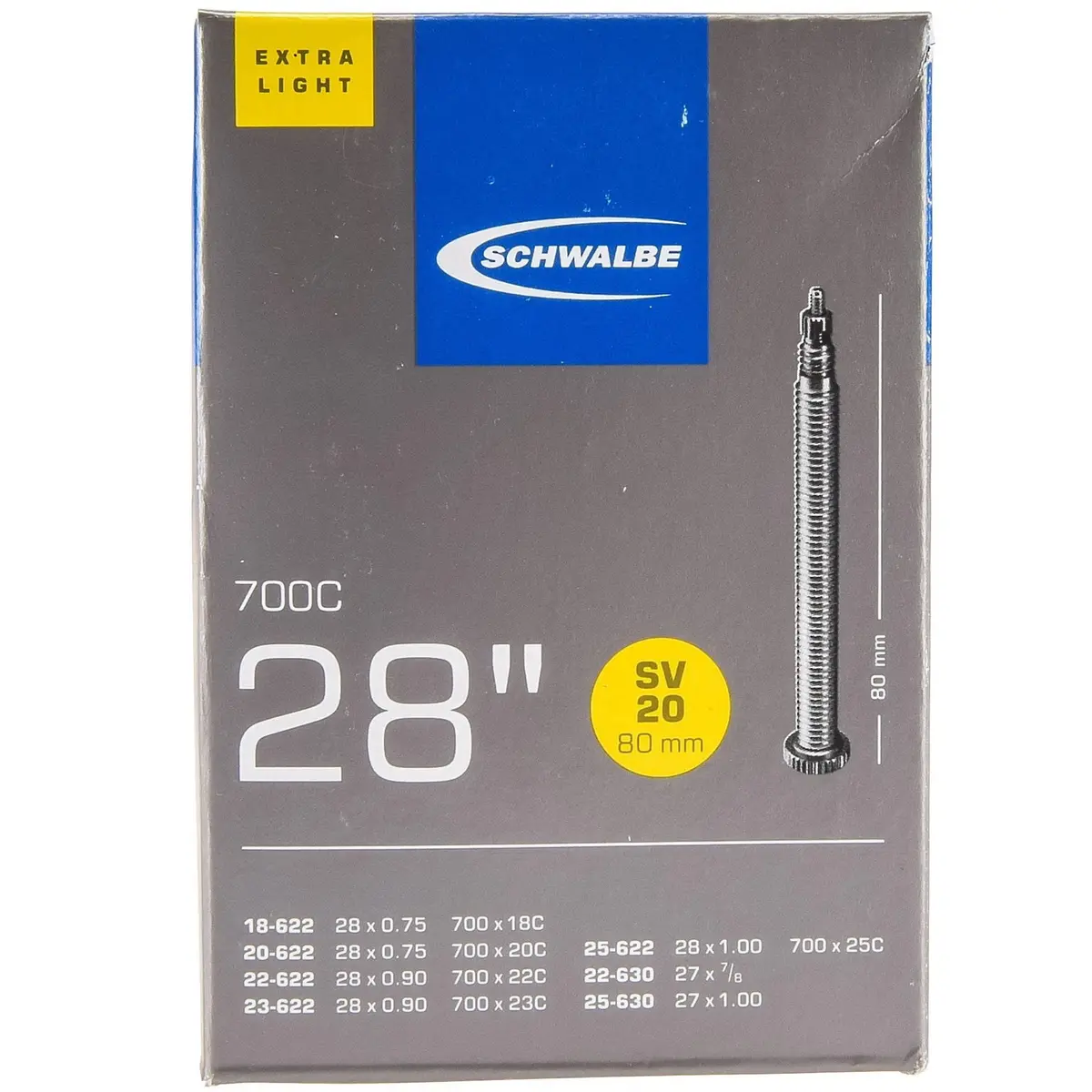 Schwalbe Road Tube Sv20700 X 18C 28C 80Mm Presta Valve Extra Light 1