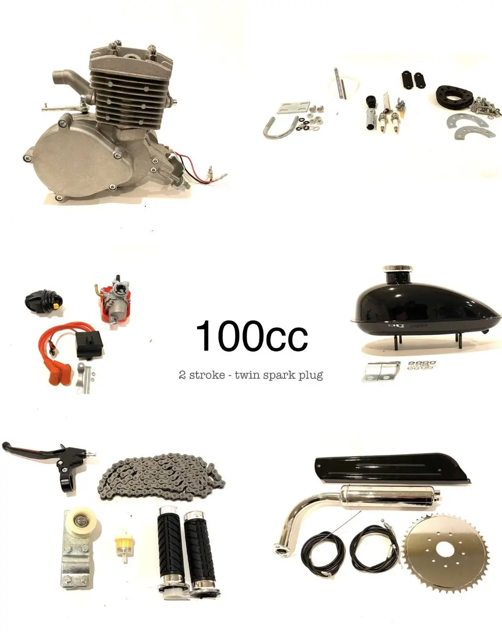 100Cc Twin Spark 2 Stroke Motorized Gas Bike Kit 1