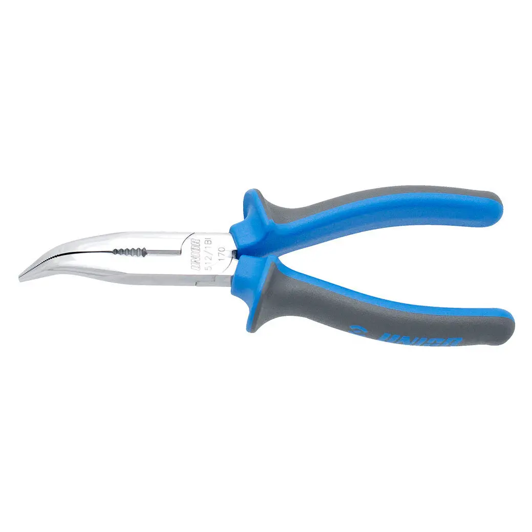 Unior Long Nose Pliers With Side Cutter And Pipe Grip - Bent 1