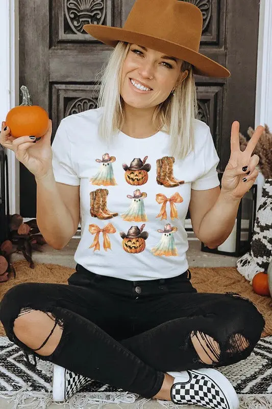 Halloween Country Ghost Jack Bow Graphic Tee 1