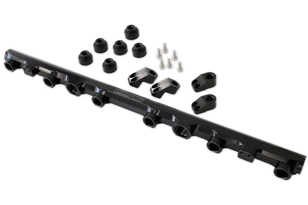Toyota 2Jz-Gte Billet Efi Fuel Rail – Cnc-Machined Black Anodized Rail 1