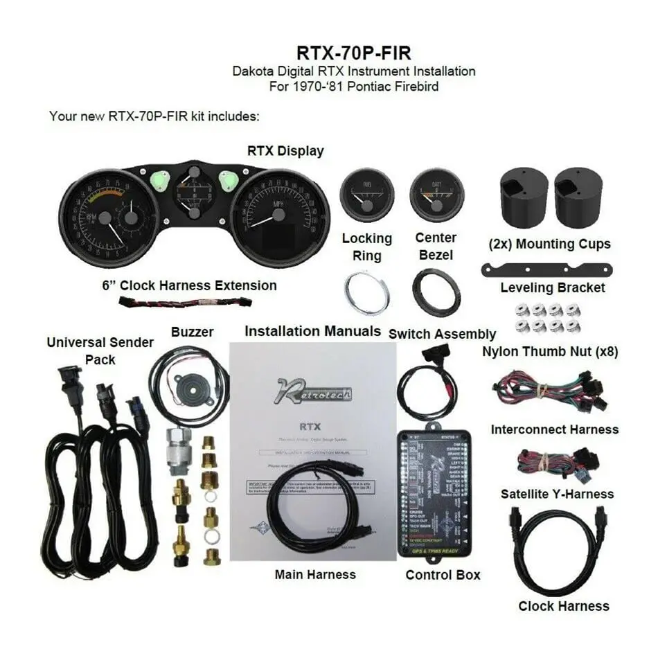 Dakota Digital Rtx-70P-Fir-X Direct-Fit Rtx Gauge Kit For Classic Vehicles 2