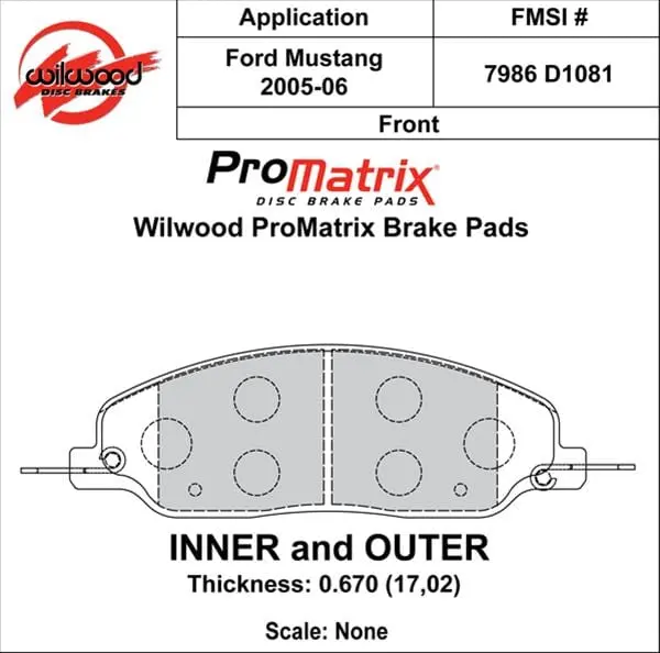 Wilwood 150-D1081K Promatrix High-Temperature Brake Pads 2