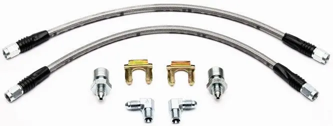 Universal 14-Inch Braided Stainless Steel Flex Hose Kit With 3/8"-24 Chassis Fittings (Wb220-7056) 1